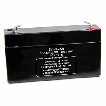 GRAINGER APPROVED Sealed Lead Acid Battery 6VDC 1.2Ah, 61KW55