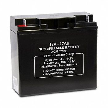GRAINGER APPROVED Sealed Lead Acid Battery 12VDC 17Ah, 61KW57
