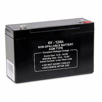 GRAINGER APPROVED Sealed Lead Acid Battery 6VDC 12Ah, 61KW63