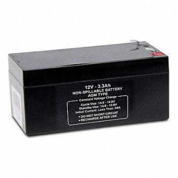 GRAINGER APPROVED Sealed Lead Acid Battery 12VDC 3.3Ah, 61KW74