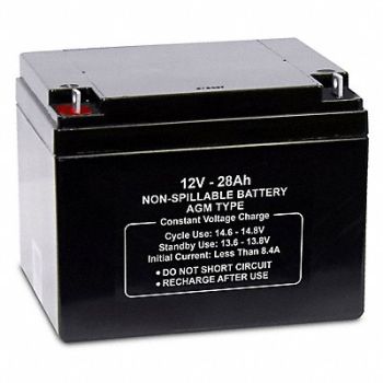GRAINGER APPROVED Sealed Lead Acid Battery 12VDC 28Ah, 61KW75