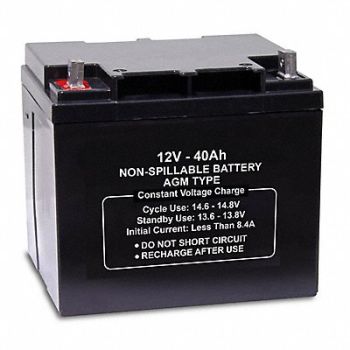 GRAINGER APPROVED Sealed Lead Acid Battery 12VDC 40Ah, 61KW76
