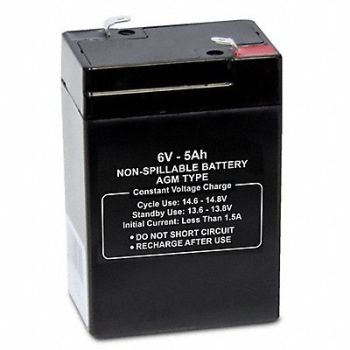GRAINGER APPROVED Sealed Lead Acid Battery 6VDC 5Ah, 61KW77