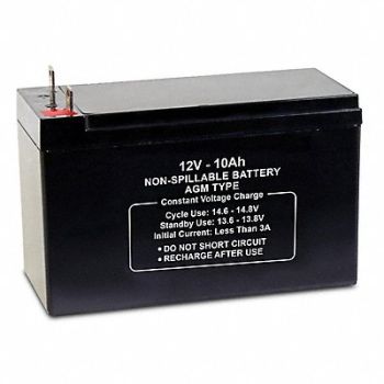 GRAINGER APPROVED Sealed Lead Acid Battery 12VDC 10Ah, 61KW78