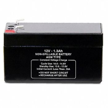 GRAINGER APPROVED Sealed Lead Acid Battery 12V 1.3Ah AGM, 61KW79