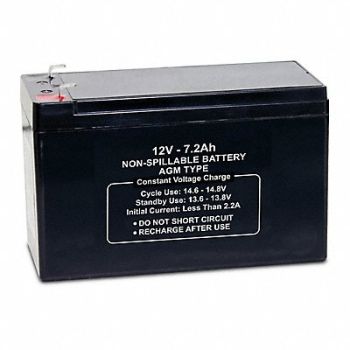 GRAINGER APPROVED Sealed Lead Acid Battery 12V 7.2Ah AGM, 61KW81