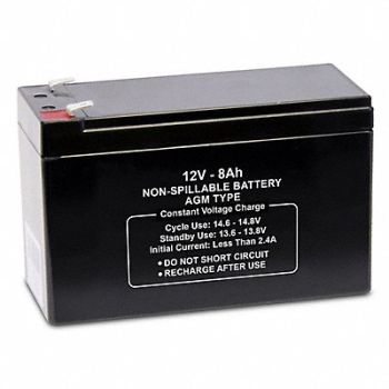 GRAINGER APPROVED Sealed Lead Acid Battery 12V 8Ah AGM, 61KW82