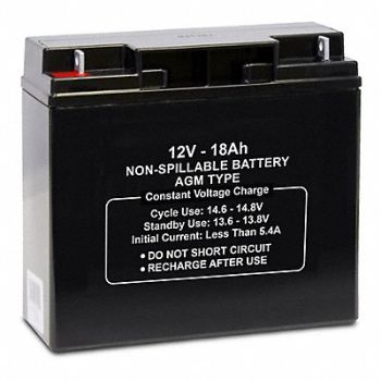 GRAINGER APPROVED Sealed Lead Acid Battery 12V 18Ah AGM, 61KW84