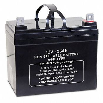 GRAINGER APPROVED Sealed Lead Acid Battery 12V 35Ah AGM, 61KW86