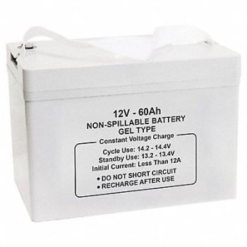 GRAINGER APPROVED Sealed Lead Acid Battery 12V 60Ah GEL I6, 61KW90