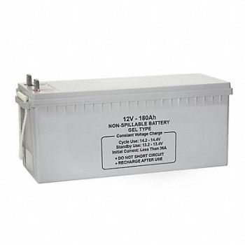 GRAINGER APPROVED Sealed Lead Acid Battery 12V 180Ah GEL, 61KW91