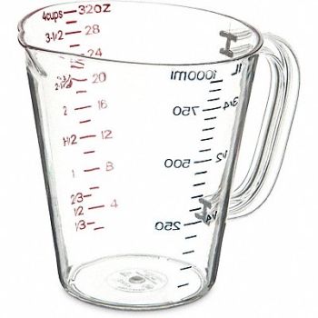 CARLISLE Measure Cup Clear 1 qt, 61LW50