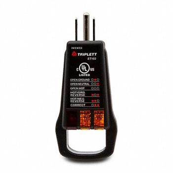 TRIPLETT Receptacle Tester 120V AC No Disp, 61NZ69