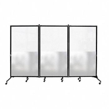 SCREENFLEX Clear/Frosted 3 panel Room Divider, 61UH96