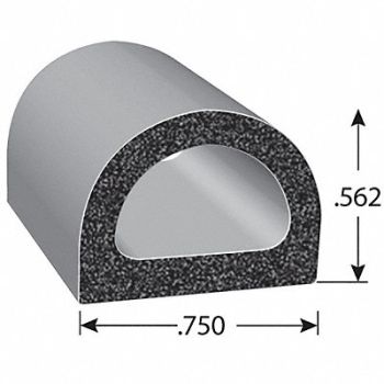 FAIRCHILD Foam Rubber Seal w/Adhesive Back 0.56 in, 61UJ73