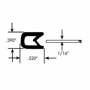 FAIRCHILD Edge Grip Seal Edge Trim 50 ft PVC, 61UK06