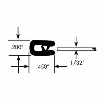 FAIRCHILD Edge Grip Seal Edge Trim 50 ft PVC, 61UK13