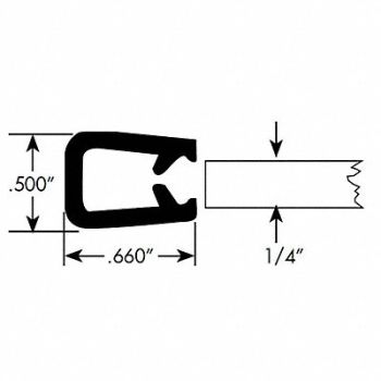 FAIRCHILD Edge Grip Seal Edge Trim 10 ft PVC, 61UK14