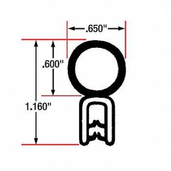 FAIRCHILD Edge Grip Seal Top Bulb 10 ft EPDM, 61UK23