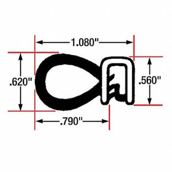 FAIRCHILD Edge Grip Seal Side Bulb 10 ft EPDM, 61UK26