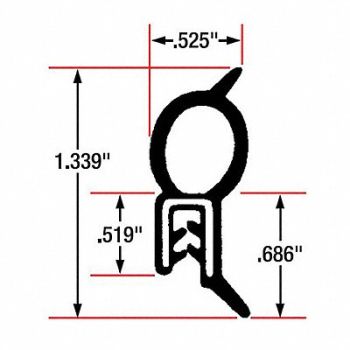 FAIRCHILD Edge Grip Seal Top Bulb 82 ft EPDM, 61UK31