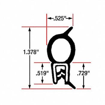 FAIRCHILD Edge Grip Seal Top Bulb 82 ft EPDM, 61UK33