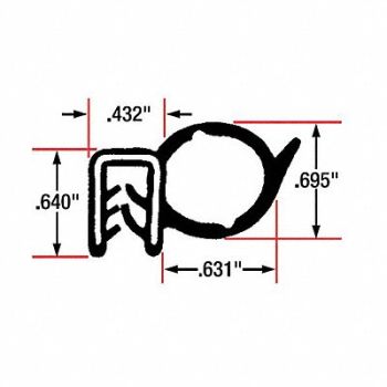 FAIRCHILD Edge Grip Seal Side Bulb 10 ft EPDM, 61UK41