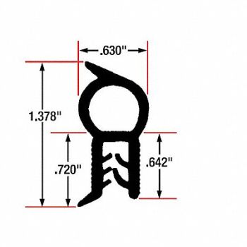 FAIRCHILD Edge Grip Seal Top Bulb 10 ft EPDM, 61UK44