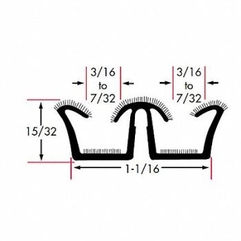 FAIRCHILD Edge Grip Seal Double Wndow Channel 8 ft, 61UK57