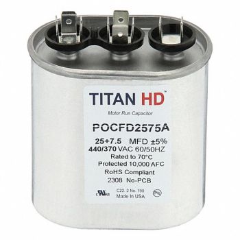 TITAN HD Oval Motor Dual Run Capacitor 440-370VAC, 61UN52