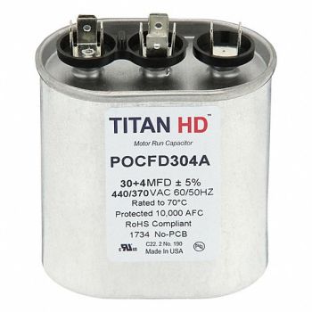 TITAN HD Oval Motor Dual Run Capacitor 440-370VAC, 61UN54