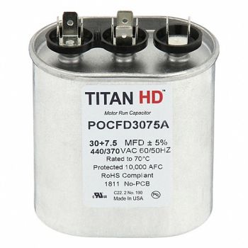 TITAN HD Oval Motor Dual Run Capacitor 440-370VAC, 61UN55