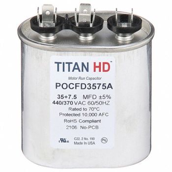 TITAN HD Oval Motor Dual Run Capacitor 440-370VAC, 61UN59