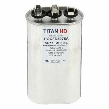 TITAN HD Oval Motor Dual Run Capacitor 440-370VAC, 61UN65