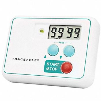 TRACEABLE Visual Alarm Timer Audible 3/8 LCD, 61UU91