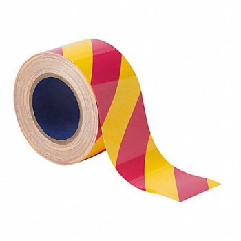 BRADY G5687 Floor Tape Pink/Yellow 3 inx100 ft Roll, 61UW43