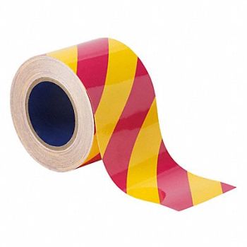 BRADY G5688 Floor Tape Pink/Yellow 4 inx100 ft Roll, 61UW44