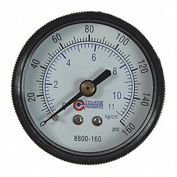 COILHOSE PNEUMATICS DG 1/4 Back Mount 0-160PSI 2, 620N52