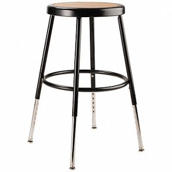 NATIONAL PUBLIC SEATING Round Stool Adjustable Legs Black 18 H, 20HW56