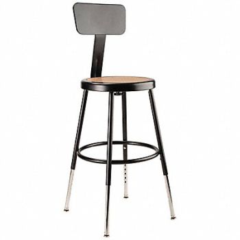 NATIONAL PUBLIC SEATING Round Stool Adjustable Legs Black 32 H, 35JG62