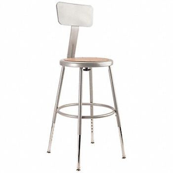 NATIONAL PUBLIC SEATING Round Stool Adjustable Legs Gray 32 H, 8UKG1