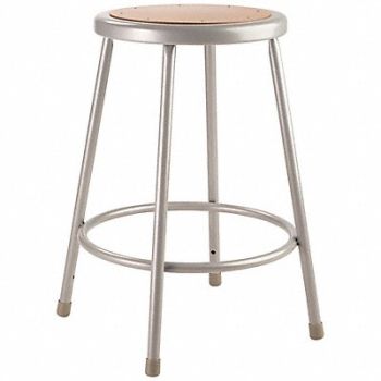 NATIONAL PUBLIC SEATING Round Stool Welded Tube Leg Gray 24 H, 9RZR7