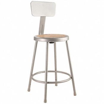 NATIONAL PUBLIC SEATING Round Stool Welded Tube Leg Gray 37 H, 8ZFK3