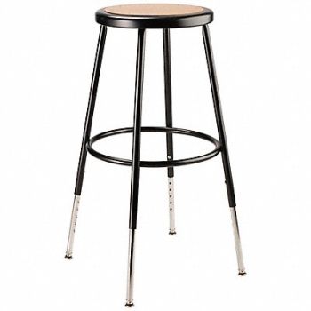 NATIONAL PUBLIC SEATING Round Stool Adjustable Legs Black 25 H, 20HW57