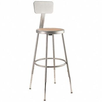 NATIONAL PUBLIC SEATING Round Stool Adjustable Legs Gray 38 H, 8CV69