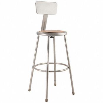 NATIONAL PUBLIC SEATING Round Stool Welded Tube Leg Gray 43 H, 8CV68