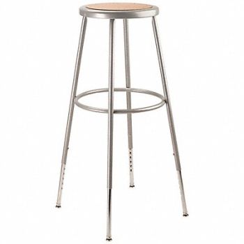 NATIONAL PUBLIC SEATING Round Stool Adjustable Legs Gray 31.5 H, 9J007