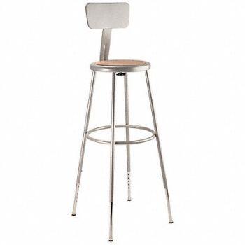 NATIONAL PUBLIC SEATING Round Stool Adjustable Legs Gray 44 H, 8CV70