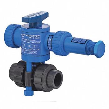 PLAST-O-MATIC Air x Spring Ball Valve PVC 1/2 Fkm Npt, 62JZ83