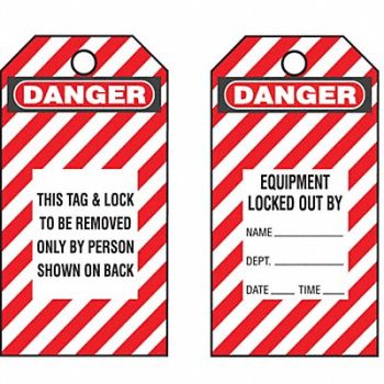 PANDUIT Tag Danger This Tag . Rd/bl/wh PK5, 376X05